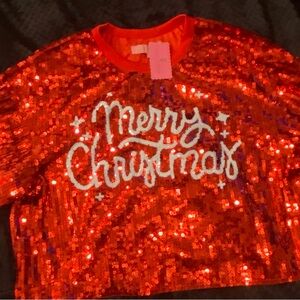 Simply Southern Sparkling Red Christmas Crop Top